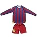 Pitch and Trek Vintage Barcelona #10 Ronaldinho 2005 Home Long Retro Football Soccer Youth Jersey Shorts Youth Sizes(Ronaldinho,22)