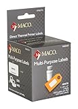 MACO Direct Thermal Printer White Multi-Purpose Labels, 1-1/8 x 2 Inches, 220 Per Roll, 440 Per Box (M86203)