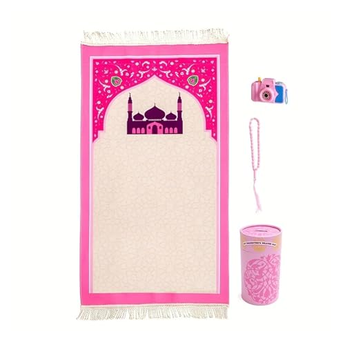 Manta de oración para niños musulmanes alfombra portátil suave tapetes de oración 2