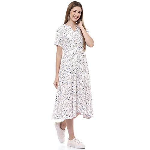 Image of Rangriti White Liva Flared Dress for Women