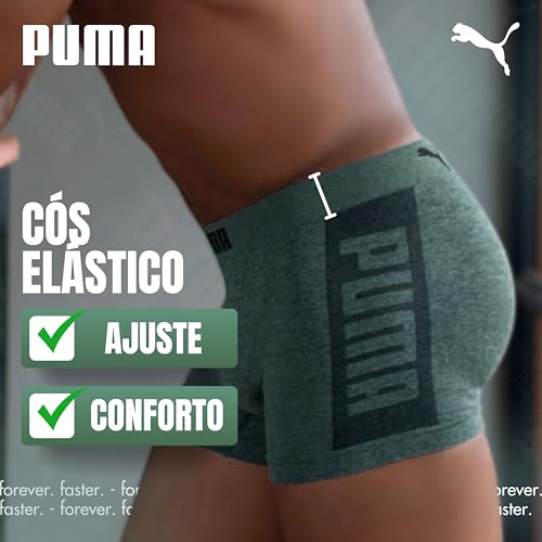 PUMA Cueca Boxer Performance Cós 40MM Microfibra Sem Costura Poliamida Masculino Adulto, Verde Milit
