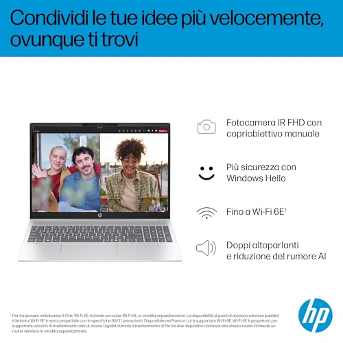 Omnibook 5 16-af1000sl, Intel Core Ultra 7-255U, Intel Evo Edition, AI, RAM 16GB LPDDR5, SSD 512 GB, Display 16" 2K IPS 300 Nits, Antiriflesso, True Vision FHD Cam, Windows 11, Argento - Notebook - Immagine 7