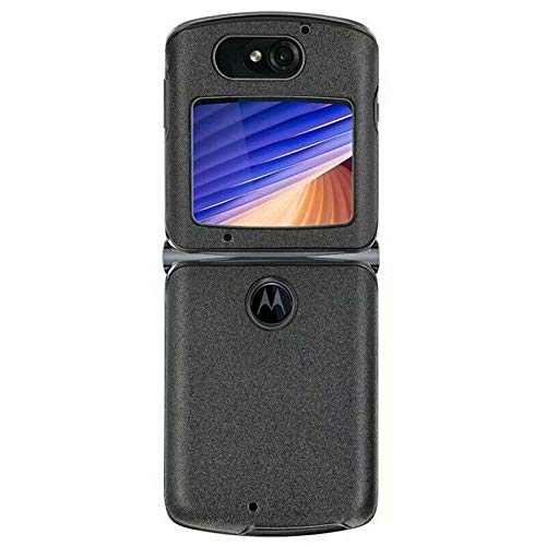 Audinpu para Motorola RAZR 5G Lujo a Prueba de Golpes Híbrido PU Funda rígida de Cuero para PC Funda para teléfono (Negro)