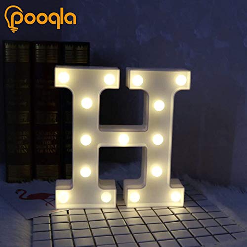 Pooqla Led Marquee Letter Lights Sign, Light Up Alphabet Letter For Home Party Wedding Decoration H #TOP3