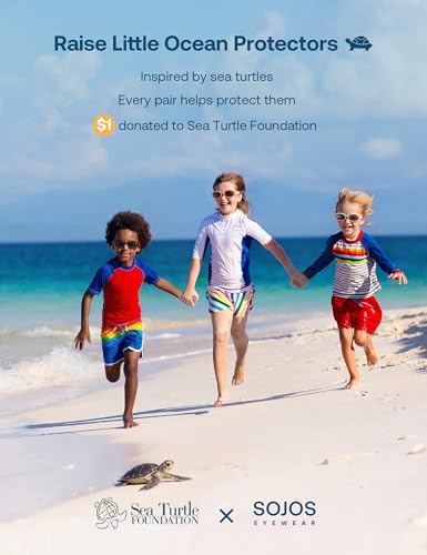 Image of SOJOS Ocean Collection Retro Oval Polarized Sunglasses Kids SUNLIGHT S | Recycled plastic build, UV400 lenses, lightweight for kids