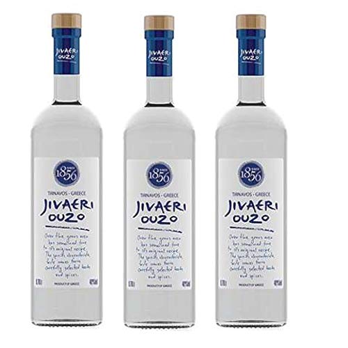 3x 0,7l Ouzo Jivaeri Katsaros Distillery | + 1 x 20ml Olivenöl"ElaioGi" aus Griechenland