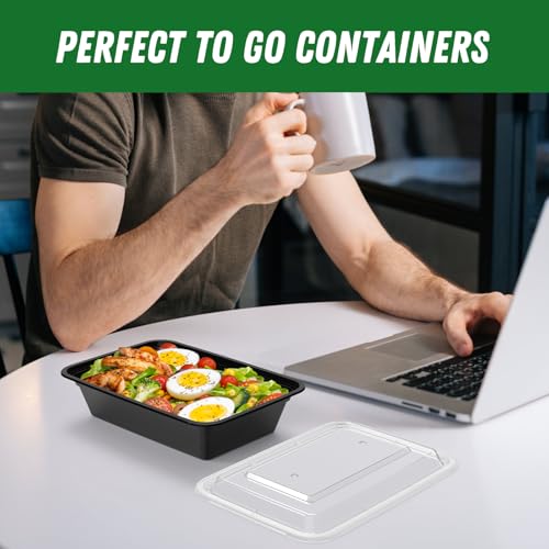 Dealusy 50 Pack (100-Piece) 38 oz Meal Prep Containers Reusable with Lids, Sturdy Leakproof & Food Safe, Microwave, Freezer, Dishwasher Safe Prep Containers, To Go Take Out Plastic Food Storage by Dealusy - Image 7