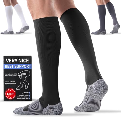 Medical Compression Socks 20-30 mmHg for Men Women (3 Pairs) - Best Support for All Day Wear, Pain Relief, Circulation