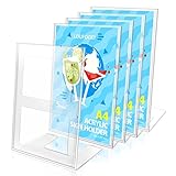 Acryl Aufsteller A4, 5 Stück Tischaufsteller A4, Plakatständer kann Aufsteller Poster, Flyer, Speisekarten, Din A4 Aufsteller Plexiglas, L- Ständer für Werbeaufsteller, Restaurant, Theke