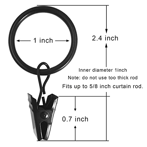 Weekseight CURTAIN RINGS WITH CLIPS HOOKS 44 Pack Black Curtain Rings With Clips thumb #1