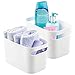 mDesign Bathroom Under Vanity Cabinet Organizer Bin for Beauty Products, Lotion, Perfume - Pack of 2, White