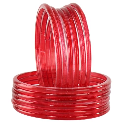 Image of STYOLLO Viral Jelly Transparent Plain Glass Chudi Set For Women & Girls | Traditional Bangle Set | Stylish Bangles For Girls | Ethnic Wedding, Festive & Daily Jewelry | Classic Designer Churi - Set Of 12
