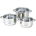 Maestro MR-2020-6XL - Batteria da cucina in acciaio inox, 6 pezzi, a induzione, 3 casseruole ad alta capacità, 3 coperchi in vetro, adatta per tutti i tipi di cucina, lavabile in lavastoviglie