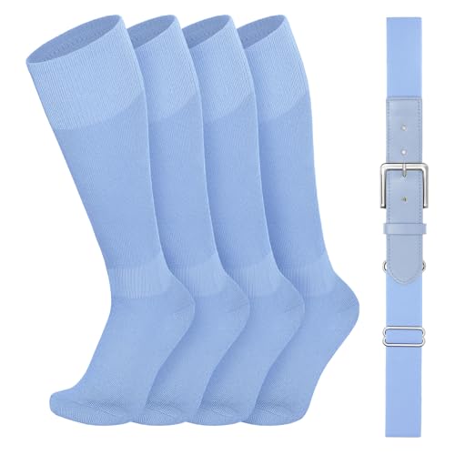 Image of VONMELLI Youth Baseball Belt and Socks Combo, Elastic Softball Belts and Socks for Boys and Adult (2 Pairs of Socks & 1 Belt)