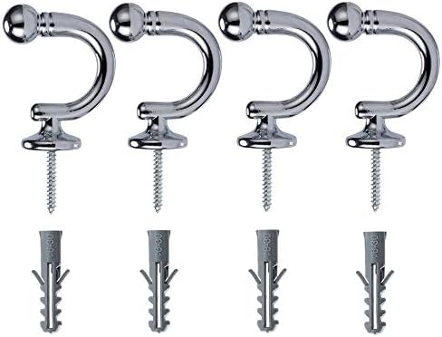 SENGLIDA Curtain Tie-Backs Hook,Wall Mounted Drapery Tassel Holders, Zinc Alloy Window Drapery Holdback Wall Hooks Clothes Coat Towel Hanger Holder,4 Piece, Chrome