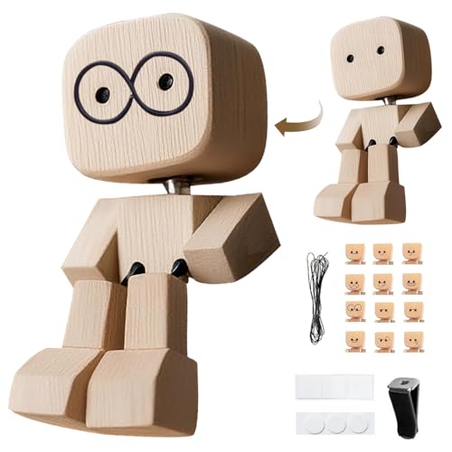 Aomantic Sarl Figura de Hombre de Madera agitada, Figura De Hombre De Madera Tembloroso, Muñeco de m-adera con pies agitados, F-igura H-Ombre M-adera, para Escritorio Decor (M1)