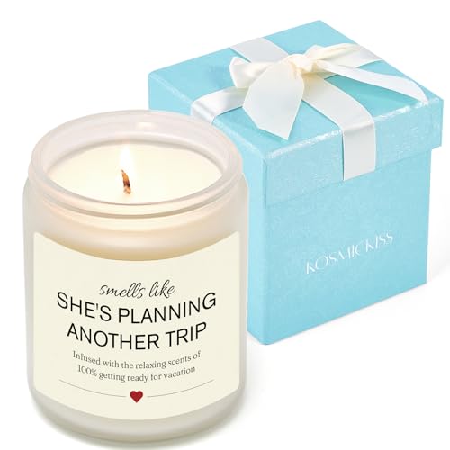 Kosmickiss Best Travel Gifts for Women, Lavender Soy Wax, Funny Gift for Travelers Women, Vacation, Travel Gift for Her, Sister, Friends