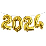 Multicolor 2024 Balloon Numbers - 16 inch, New Years Balloons | Mylar 2024 Balloons for Happy New Years Decorations 2024 | New Years Eve Party Supplies 2024 | NYE Decorations 2024 (2024 Gold)