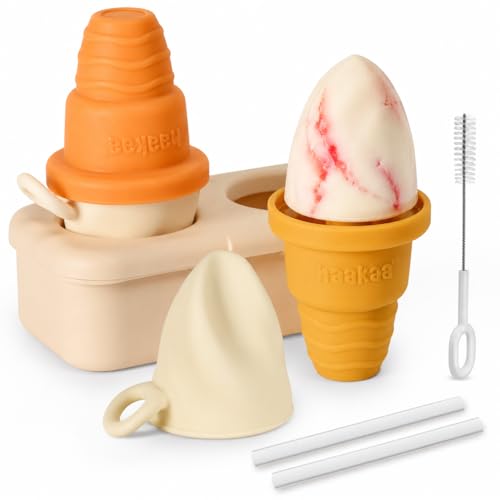 Image of Haakaa Ice Cream Cone Popsicle Mold, Homemade Frozen Treats Maker for Kids | No Sticky Hands, Drip-Catching Cone, Built-In Straw, Easy Release, BPA-Free Silicone
