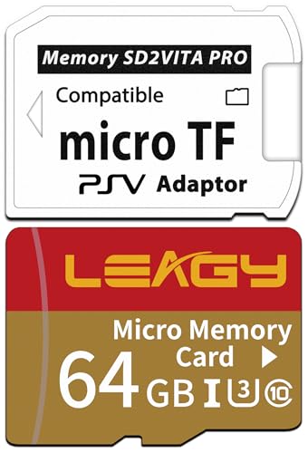 LEAGY SD2Vita 5.0 Memory Card Adapter with 64GB Micro SD Card, High Speed microSDHC UHS-I Flash Memory Card with PSV Micro SD Card Adapter for PSV 1000/2000 PSTV FW 3.60 HENkaku Enso System