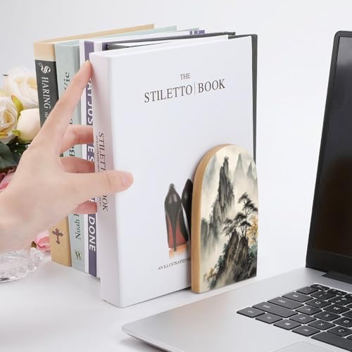Sujetalibros de paisaje chino decorativo para crear rincones de lectura ordenados en el salón 7