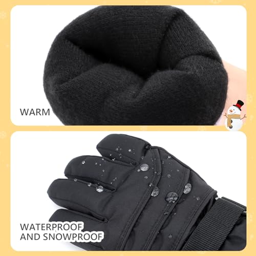 Image of Duoyeree Kids Waterproof Ski Gloves Warm 5-Fingered Winter Accessories for Boys & Girls Aged 4-13.