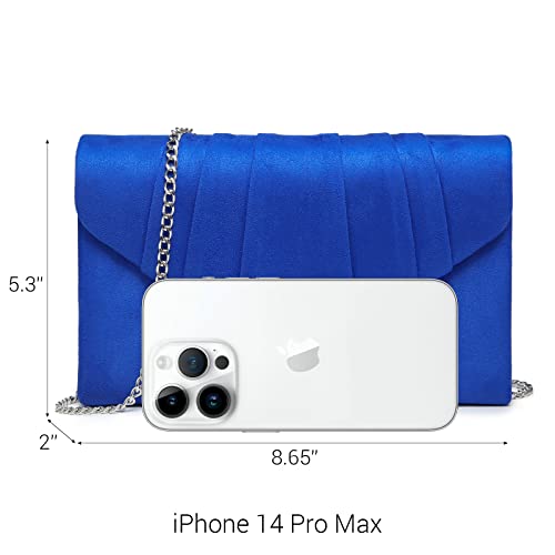 Dasein Elegant Pleated Satin Floral Crystal Flap Clutch Evening Bag - Diff Colors Avail