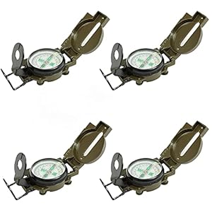 Fengshunte Lot de 4 boussole multifonction étanche et précise pour l’alpinisme et le camping Vert