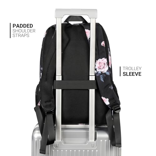 Image of ZORFIN 26L Backpack for College, and Travel: Water Resistant Bookbag - Rose Black