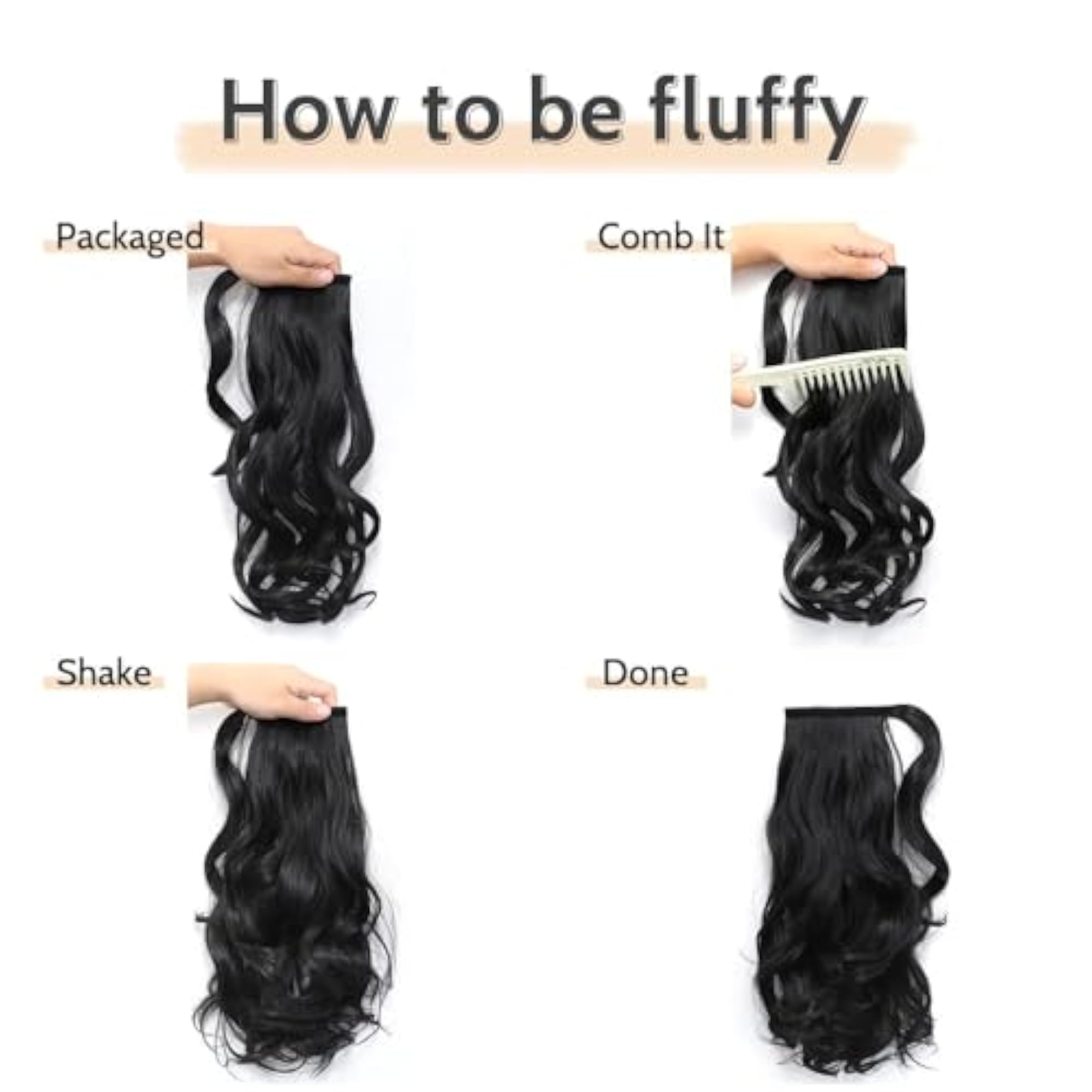 Women's 18 Inch Long Wavy Curly Wrap Around Ponytail Extension