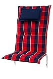  Kettler Polen KETTtex 0851 Auflage Hochlehner Rom rot-blau kariert Sitzpolster 120x50x8 cm mit Kopfpolster