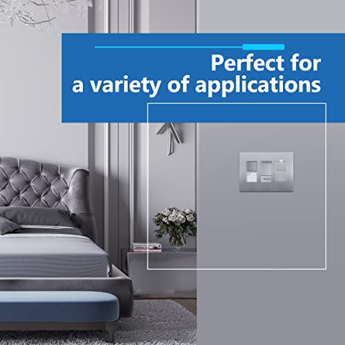 Image of LIDER Decorator Switch Cover, Screwless Wall Plate, Mid-Size 3-Gang 4.88 inch x 6.77 inch, LSWP-33M-SV, UL Listed, Thermoplastic, Matte Silver, 1-Pack