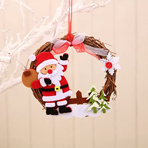 Merry Christmas Wreath Rattan Wreaths For Front Door Hanging Wreath Xmas Ornament Garland For Indoor/Outdoor House Decorative Pendant (Reindeer Snowman Artificial Wreath Christmas (A, One Size) #TOP4