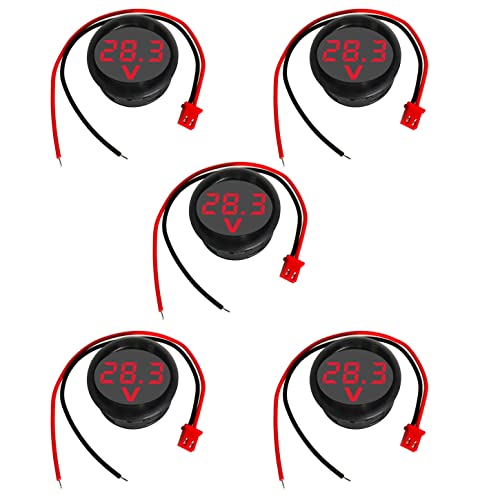 GTIWUNG 5 Pièces DC 4-100V Voltmètre Numérique, 2 Fils Testeur de Tension à 3 Chiffres Mettage d'affichage LED avec Protection Anti-connexion pour...