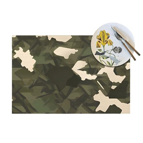 Set de table cuisine extérieur résistant à la chaleur motif camouflage 4x