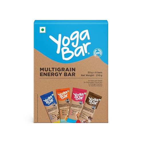 Yoga Bar Multigrain Energy Bar | 2x Nuts &amp; Seeds, 2x Chocolate Chunk Nut, 1x Orange Cashew, 1x Vanilla Almond | Made with 100% Natural Ingredients
