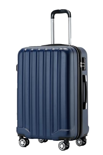 BEIBYE TSA-Schloß 2080 Gepäck Zwillingsrollen Reisekoffer Koffer Trolley Hartschale Dehnungsfuge (Dunkelblau, L)