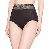 Warner's Women's No Pinching No Problem Microfiber with Lace Brief Panty, Rich Black, XL