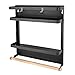 Estante magnético para especias para refrigerador, estante para especias para el hogar de 2 niveles, estante magnético para refrigerador, estante para almacenamiento colgante, multiusos(Negro)