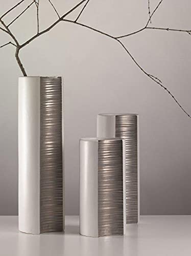Jarrones Decorativos Modernos Blanco y Plata Marca Dafne Italian Design