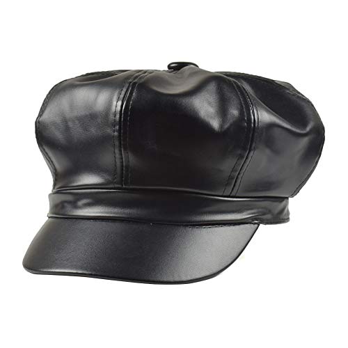 Goodtimes28 Clearance Damen Baseballmütze, Vintage, Kunstleder, einfarbig, für den Außenbereich, Flacher Schirmmütze Schwarz