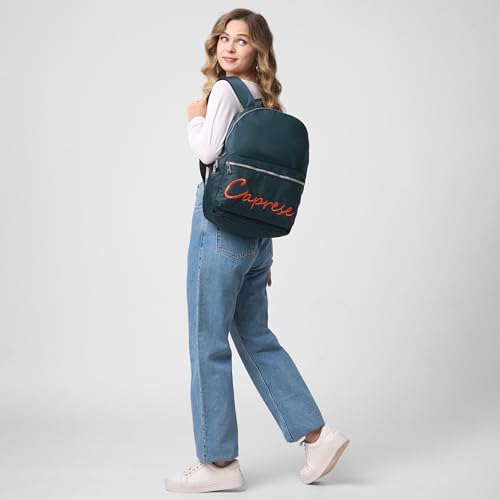 Image of Caprese Venus 19L Laptop Backpack Large | Stylish Color Block Bag with Signature Logo | 2 Compartments with Trolley Sleeve | Spacious Adjustable Strap Travel Backpack for Women