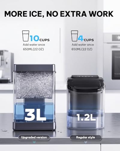 Image of Silonn Countertop Nugget Ice Maker with App & Voice Control, Automatic Self-Cleaning Ice Machine, 3L Large Tank, 40 lbs /24H Chewable Soft Ice, Portable Pebble Ice Maker for Home, Kitchen & Party