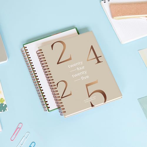 Riley's Planner 2024-2025 Academic Year, 18-Month School Calendar 2024-2025 Planner Book Hardcover, Monthly and Weekly Student Planner, Notes Pages, Twin-Wire Binding (8 x 6 inch, Beige)