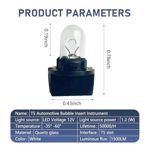 Kit 20 Bombillas Halógenas T5 para Tablero de Auto miniatura 2