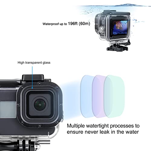 image for SOONSUN Waterproof Housing Case for GoPro Hero 8 Black with 4-Pack Div