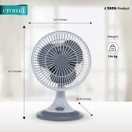 Image of CROMA 50 Watts Table Fan with 2 Years Warranty (CRSF050PFA256901, White)