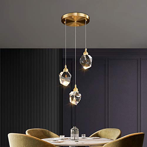 Lustre en cristal YRYRYW plafonnier cuivre pour éclairer un plafond haut