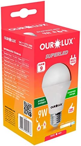 Lampada LED Bulbo OUROLUX, Branca, 9W, Bivolt, Base E27
