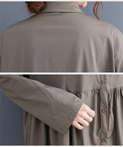 Robe à imprimé patchwork plissé femme manches longues rétro L - 5